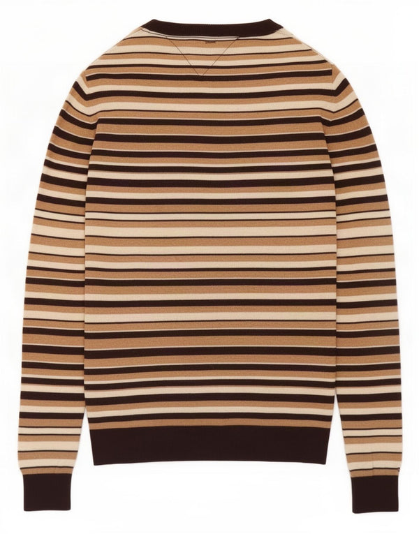 Tommy Hilfiger Dame V-hals sweater UK 14 Medium Beige Stribet