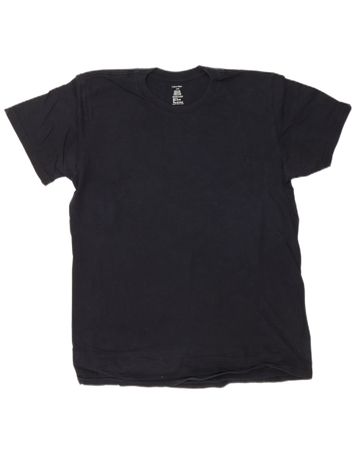 CALVIN KLEIN Herre T-Shirt Top Medium Marineblå Bomuld