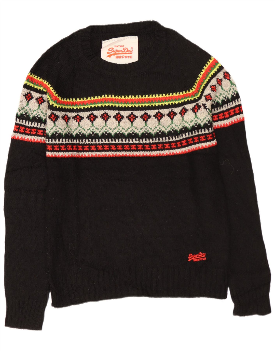 SUPERDRY trøje med rund hals til mænd Medium Black Fair Isle Akryl