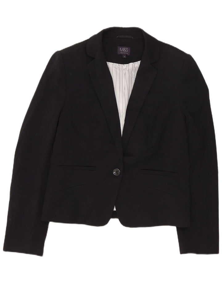 Marks & Spencer Dame Crop 1 Knap Blazer Jacket UK 12 Medium Sort