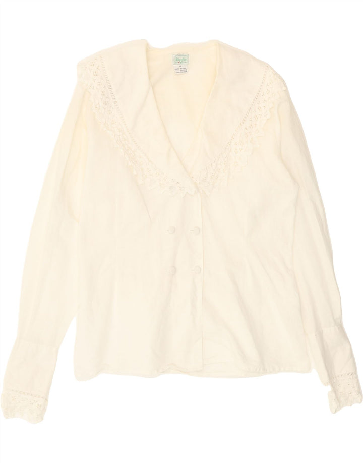 BENETTON Womens Shirt Blouse IT 46 Large White Ramie Vintage Benetton and Second-Hand Benetton from Messina Hembry 