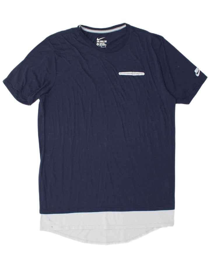 Nike T-shirt i atletisk snit til mænd XL Marineblå Colourblock Polyester