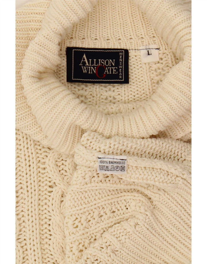 Allison Wingate Herre Rullehalstrøje Sweater Stor Off White Bomuld
