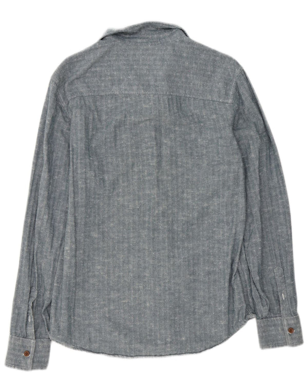 Penguin Heritage Slim Fit skjorte mellemblå sildebensbomuld