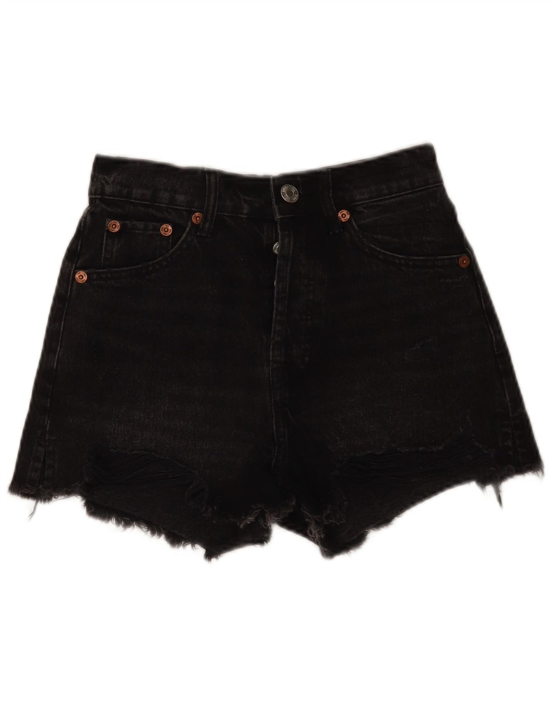 Zara Dame Denim Shorts EU 34 2XS W24 Sort