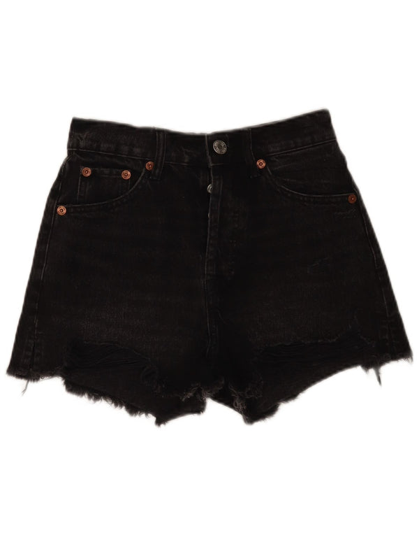 Zara Dame Denim Shorts EU 34 2XS W24 Sort