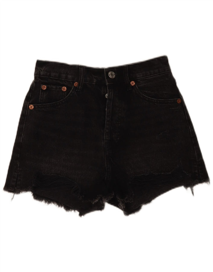 Zara Dame Denim Shorts EU 34 2XS W24 Sort