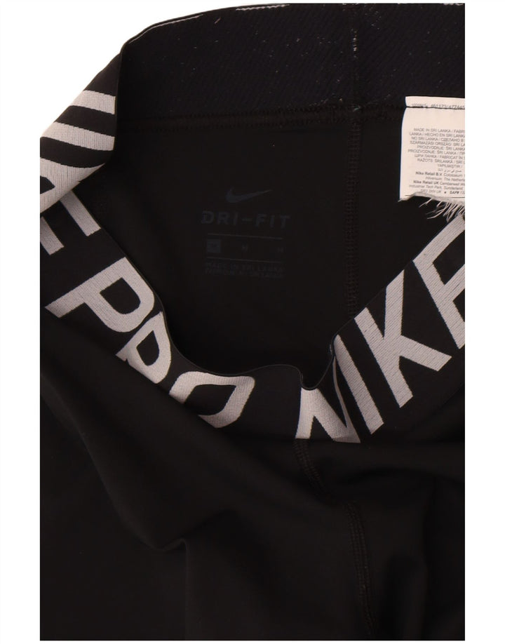 Nike Dame Dri Fit Grafiske Leggings UK 14 Medium Sort