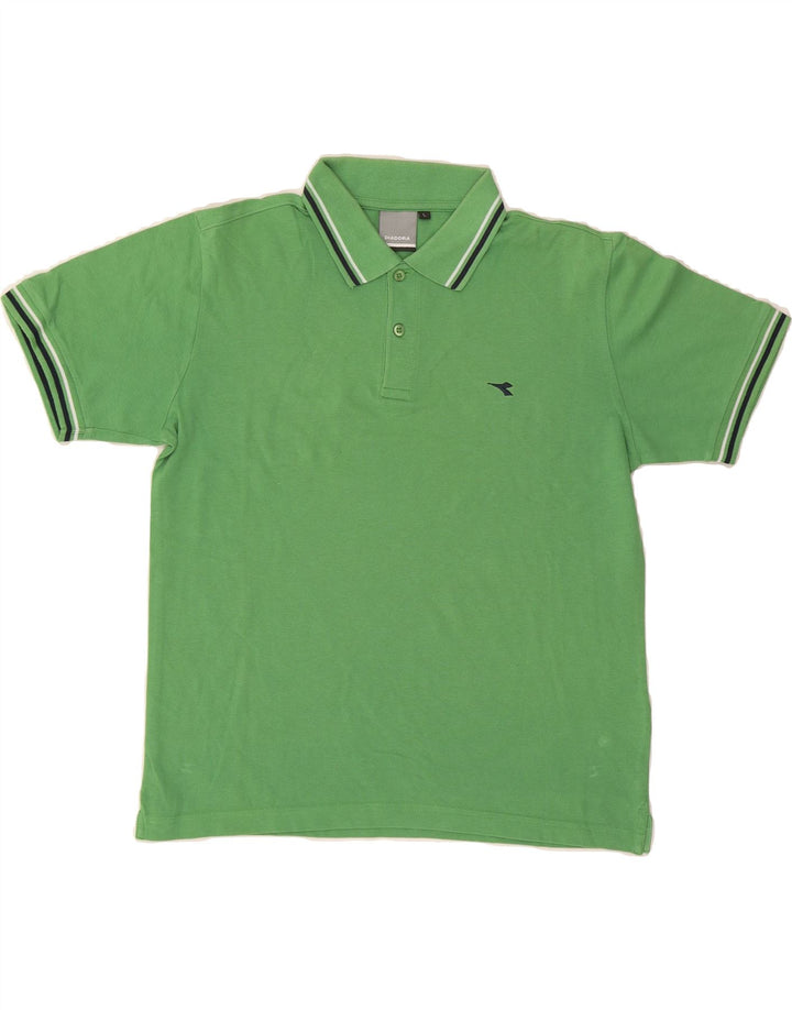DIADORA Mens Polo Shirt Large Green Cotton Vintage Diadora and Second-Hand Diadora from Messina Hembry 