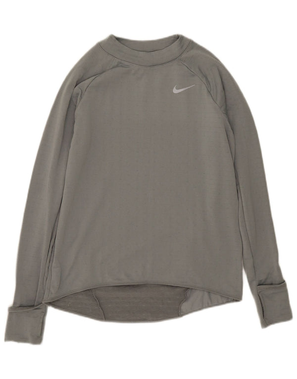 Nike Dame Top Langærmet UK 10 Small Green Pinstripe Polyester