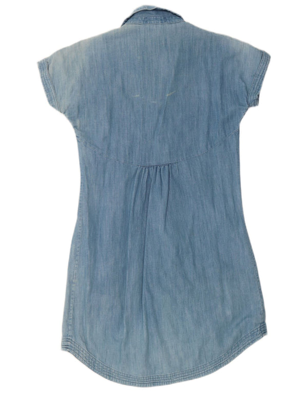 Fat Face Dame Denim Kjole UK 12 Medium Blue Cotton