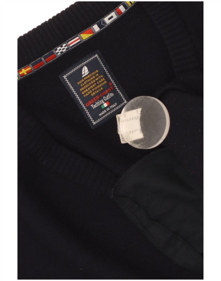 GREEN COAST Herre Cardigan Sweater IT 54 XL Marineblå Merinould