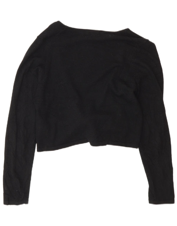 Marks & Spencer Womens Crop Cardigan Sweater UK 10 Small Black Viscose