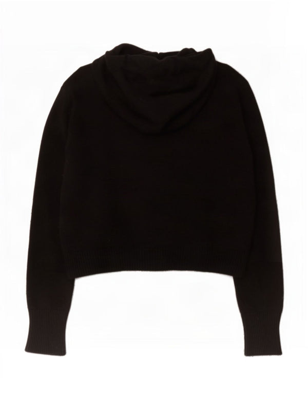 Zara Dame Crop Hættetrøje UK 14 Medium Black Viscose