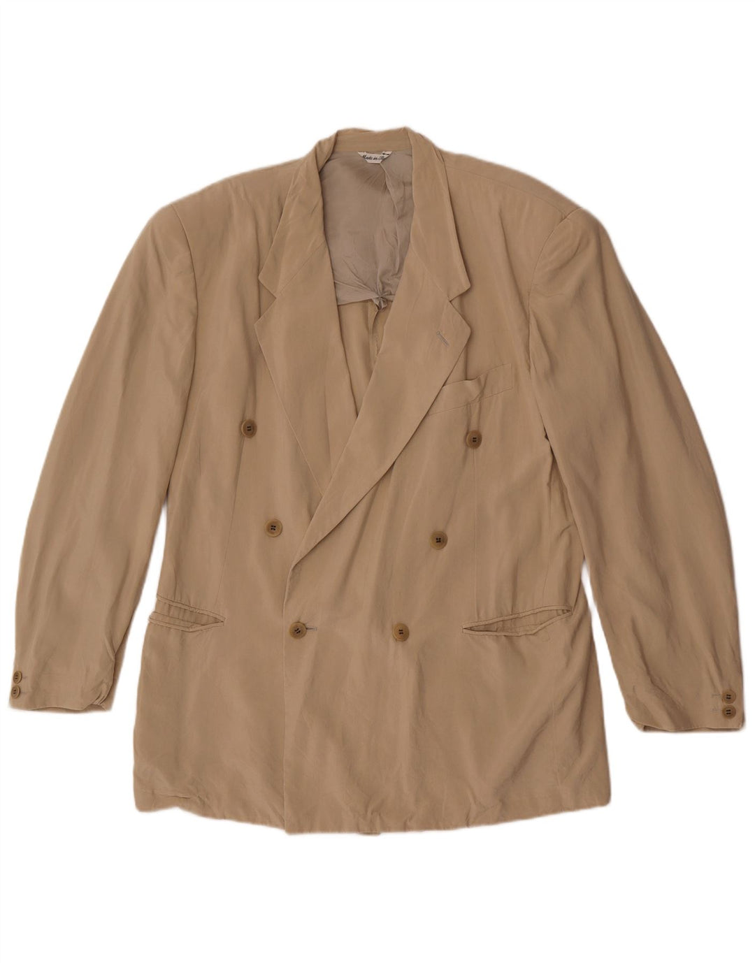 Pal Zileri Herre Dobbeltradet Blazerjakke IT 50 Stor Beige Silke