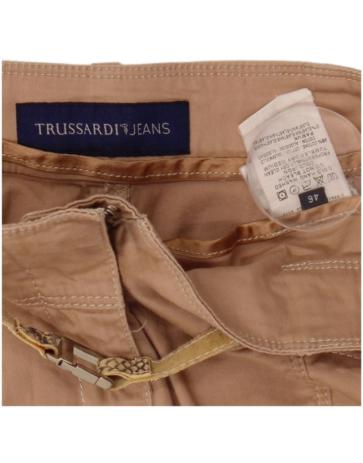 Trussardi Dame Pencil Skirt IT 46 Large W32 Beige Bomuld
