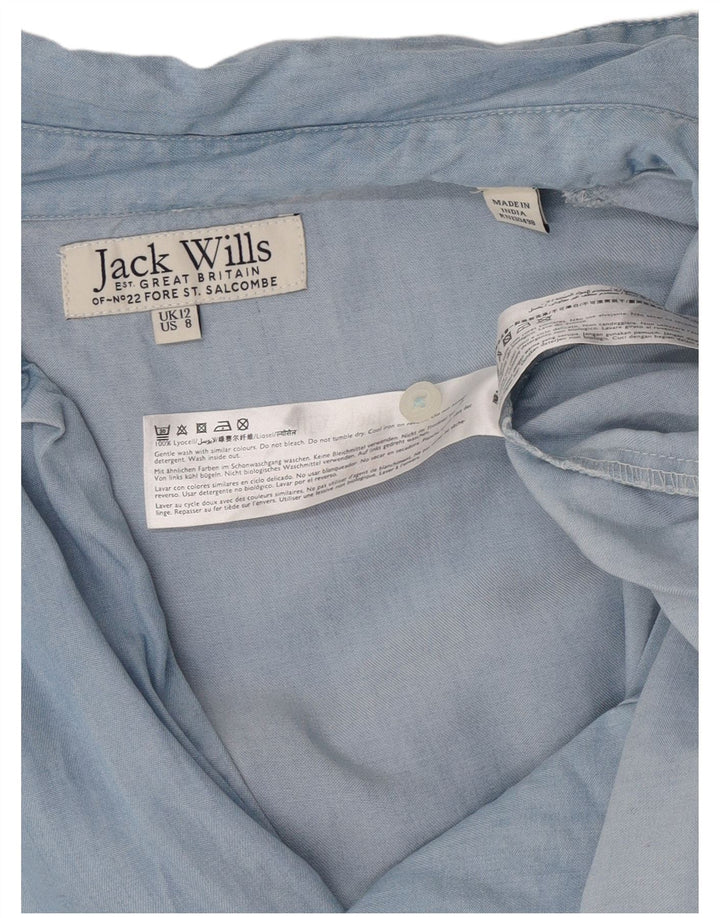 Jack Wills Dame 3/4 ærmet oversized pullover skjorte UK 12 Medium Blue