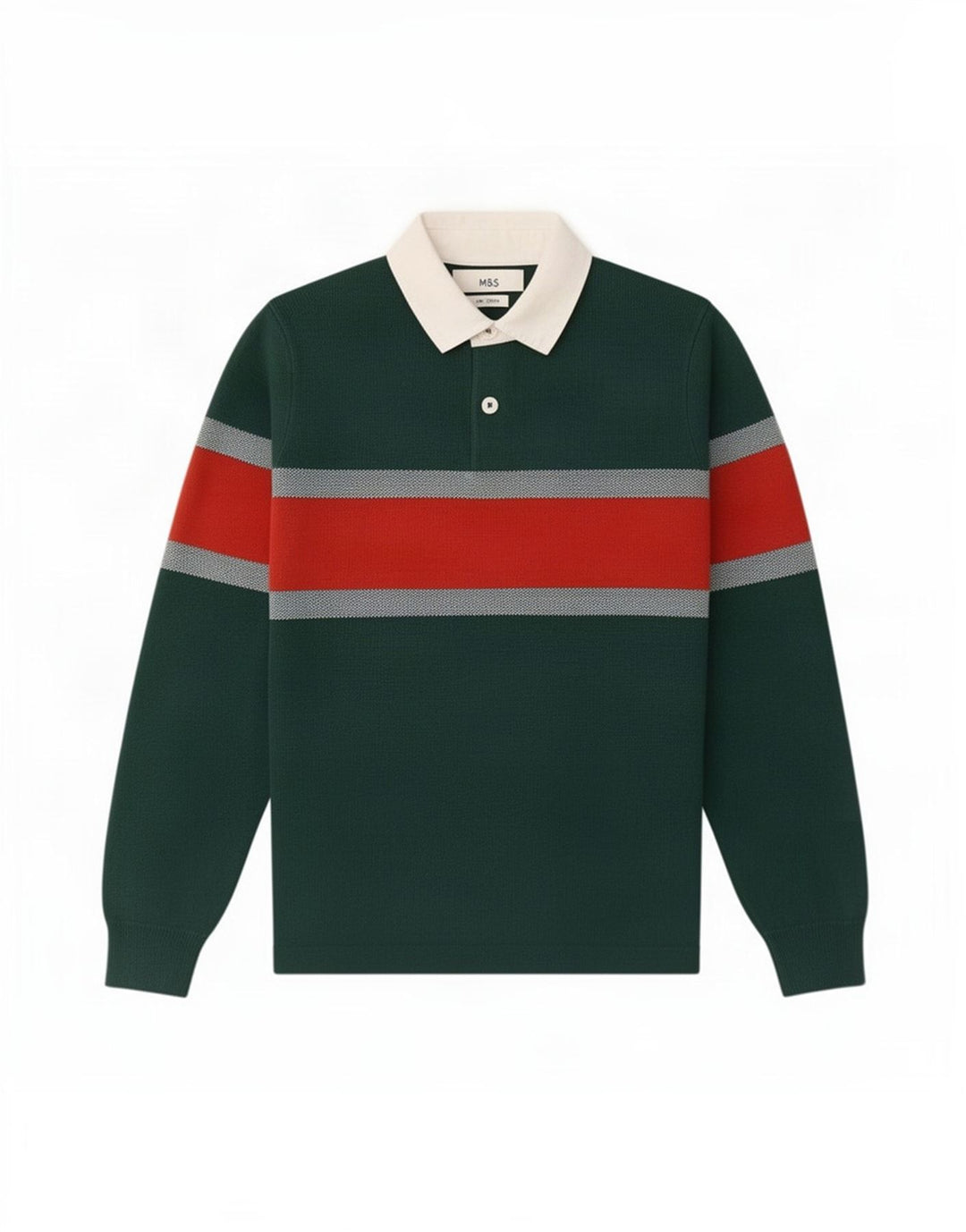 Marks & Spencer Herre Polo Neck Jumper Sweater Small Green Colourblock
