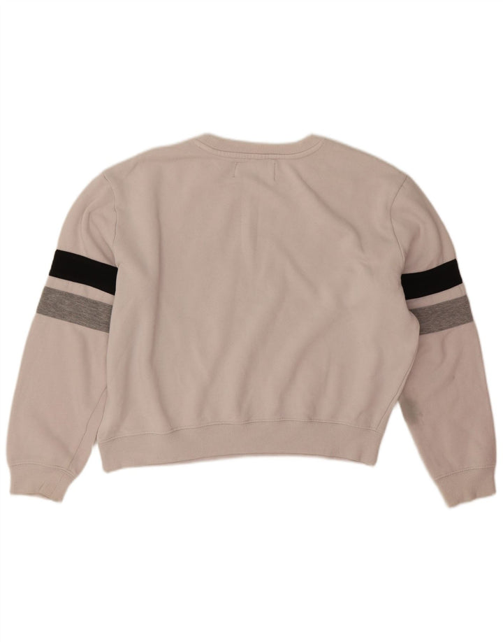 Fila Womens Oversized Crop Sweatshirt Jumper UK 16 Large Off White