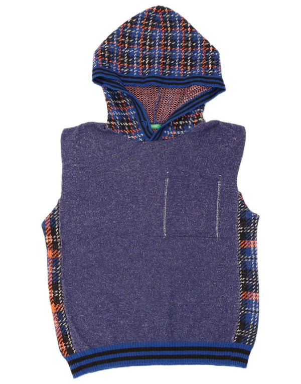 Benetton Dame hættevest Tank Top UK 18 XL Blue Check