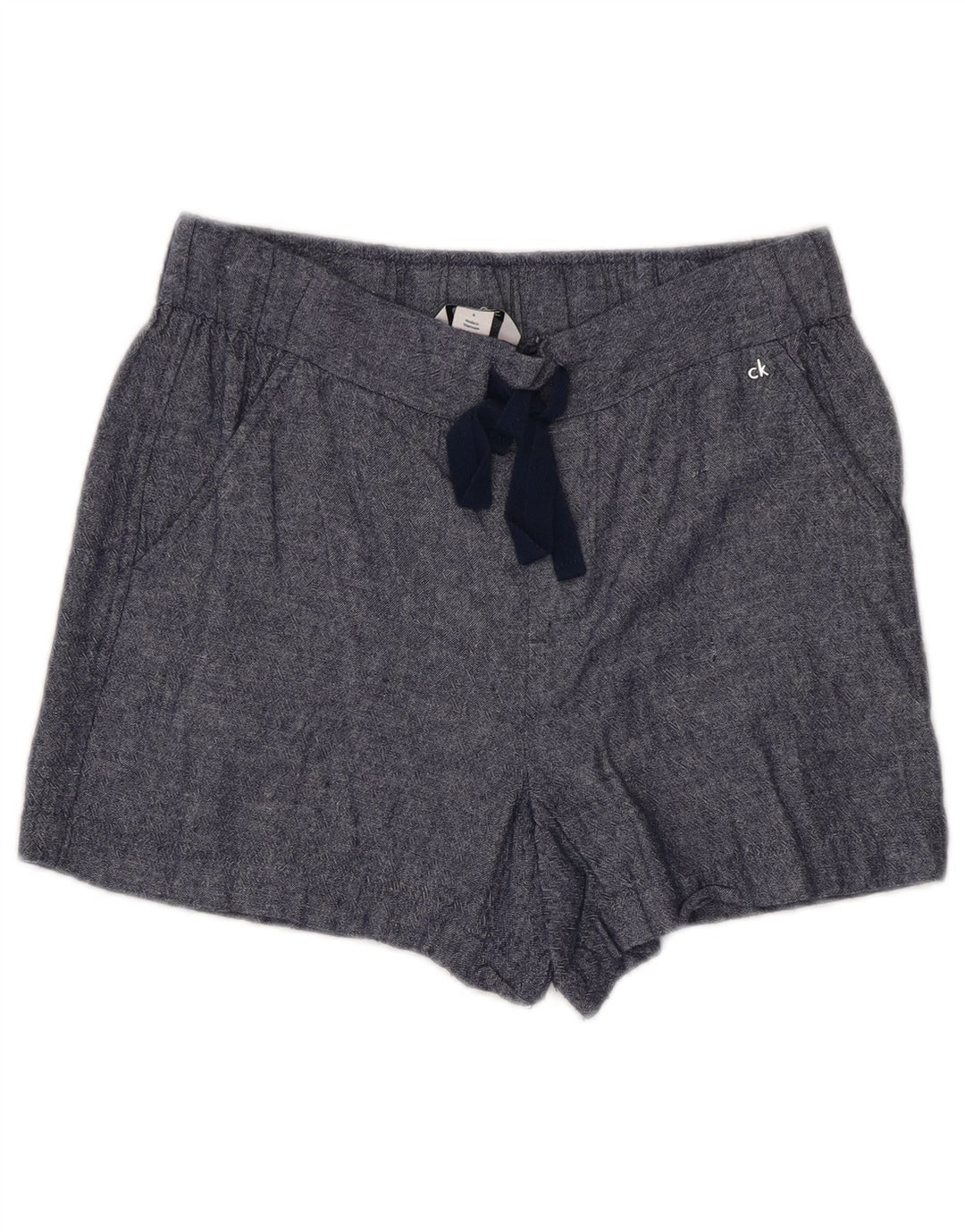 CALVIN KLEIN Kvinder Casual Shorts US 6 Medium W30 Navy Blue Linen