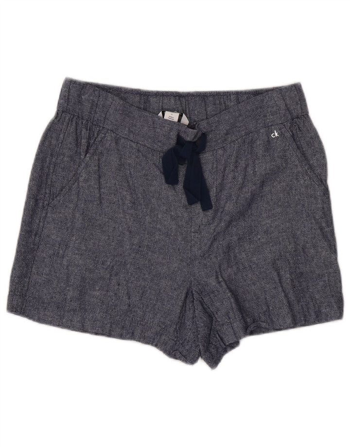 CALVIN KLEIN Kvinder Casual Shorts US 6 Medium W30 Navy Blue Linen