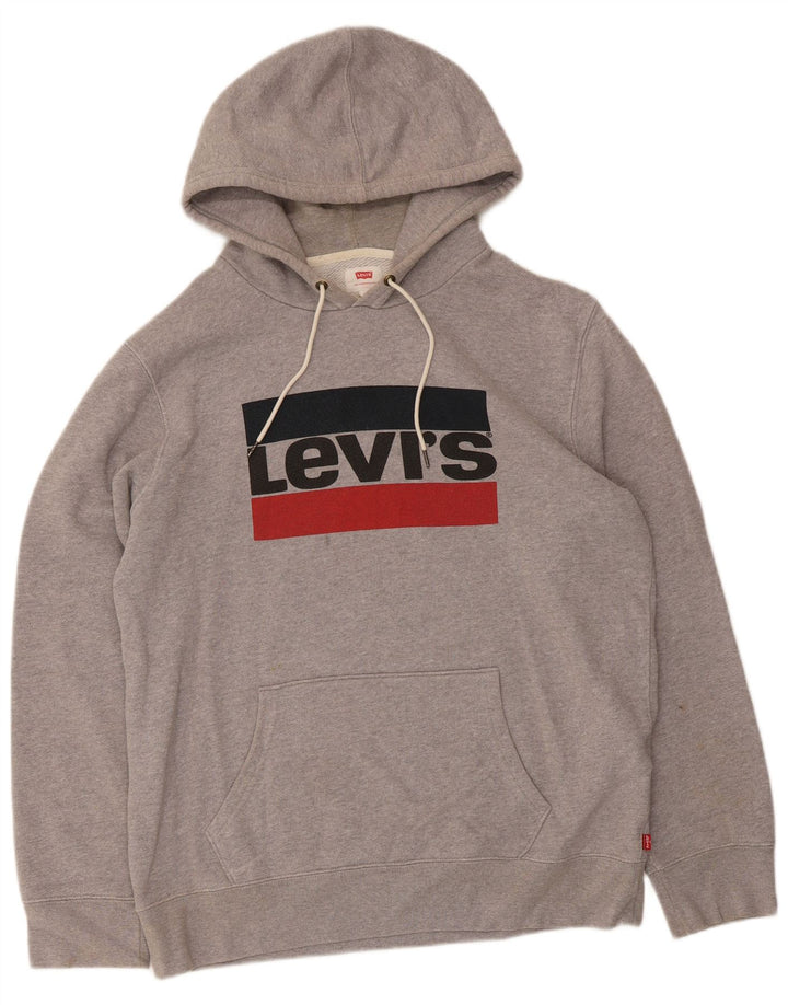 Levi's Grafisk hættetrøje til mænd, stor grå bomuld