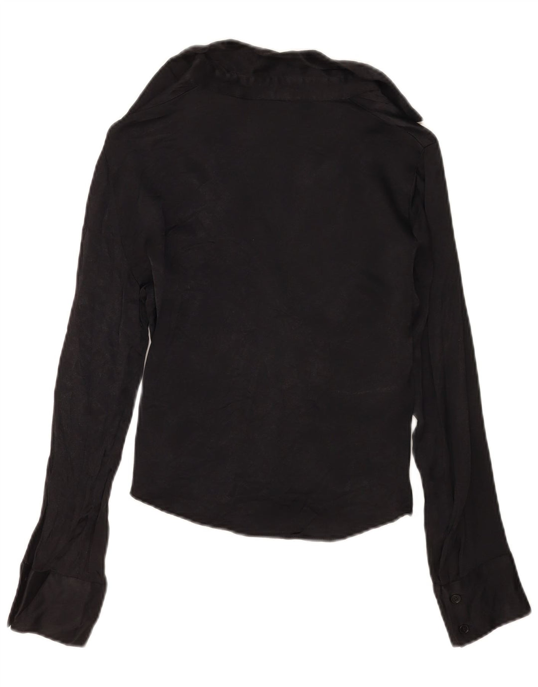 Zara Womens Crop Shirt Bluse UK 10 Small Black Viscose