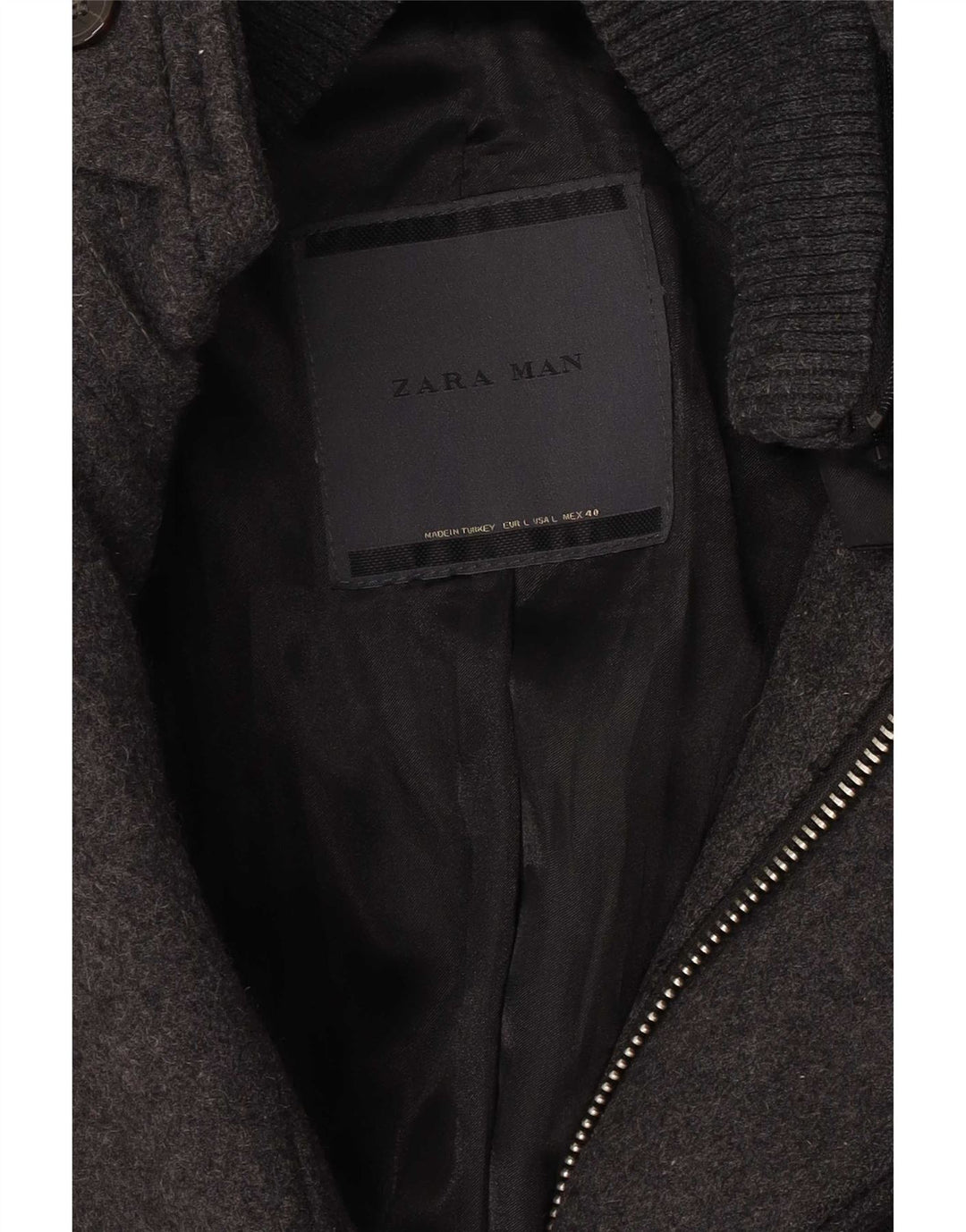 Zara Herre Overfrakke UK 40 Large Grå