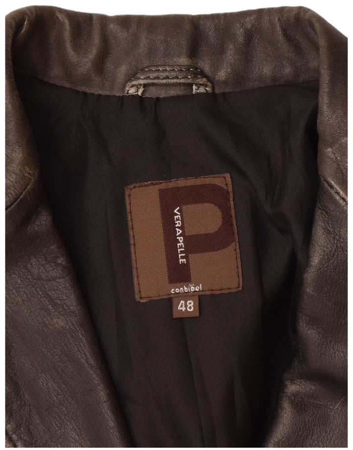 Conbipel Herre 3-knaps læderblazerjakke IT 48 Mellem sort læder