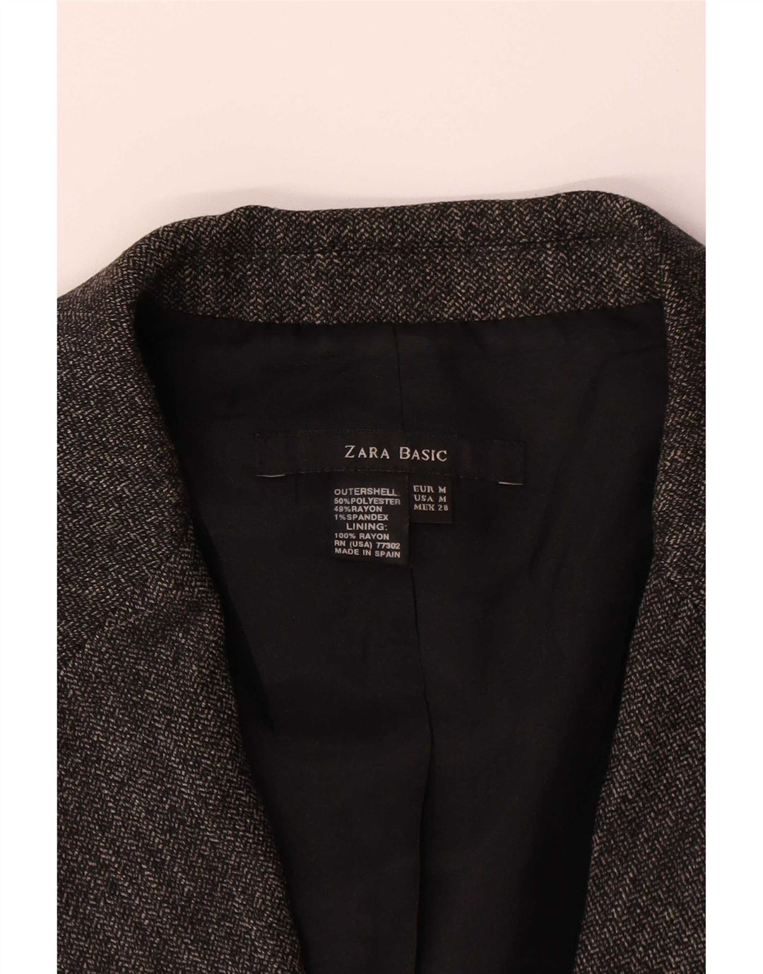 Zara Dame 1 Knap Blazer Jacket UK 12 Medium Grey Polyester