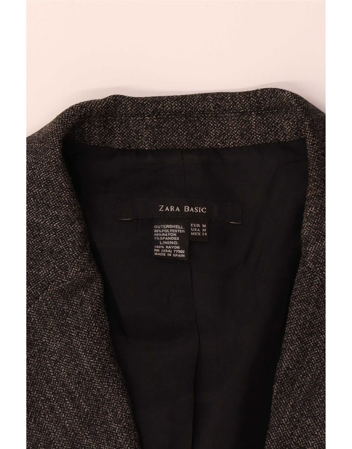 Zara Dame 1 Knap Blazer Jacket UK 12 Medium Grey Polyester