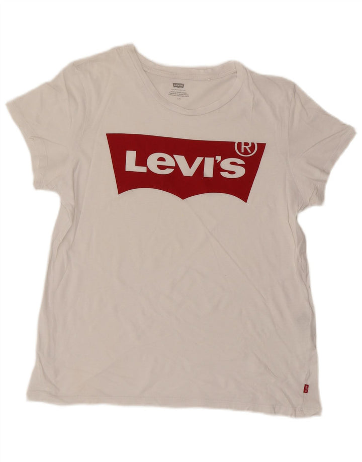 LEVI'S Grafisk T-Shirt Top til kvinder DK 16 Stor Hvid