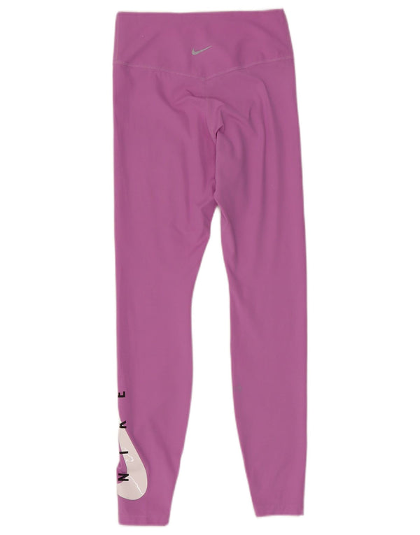 Nike Dame Dri Fit Grafiske Leggings UK 8 Small Pink