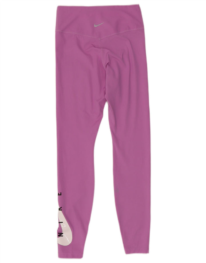 Nike Dame Dri Fit Grafiske Leggings UK 8 Small Pink