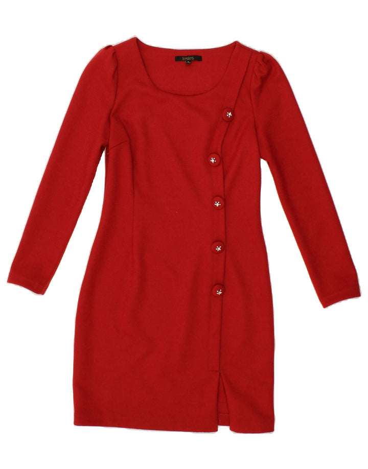 VINTAGE Womens Long Sleeve Sheath Dress UK 10 Small Red Vintage Vintage and Second-Hand Vintage from Messina Hembry 