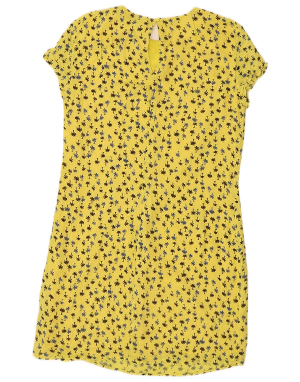 Zara Dame Trafaluc Skede Kjole UK 12 Medium Yellow Floral