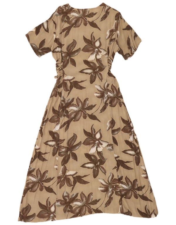 Silvia Bauer Dame Relaxed Fit Maxikjole IT 50 XL Beige Floral Bohemian