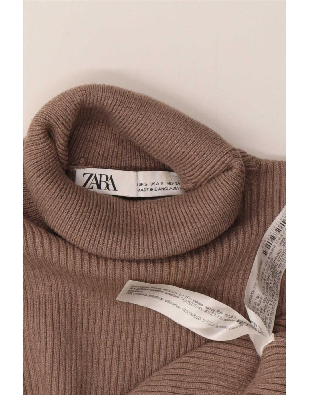 Zara Dame Crop Roll Neck Jumper Sweater UK 10 Small Grey Viscose
