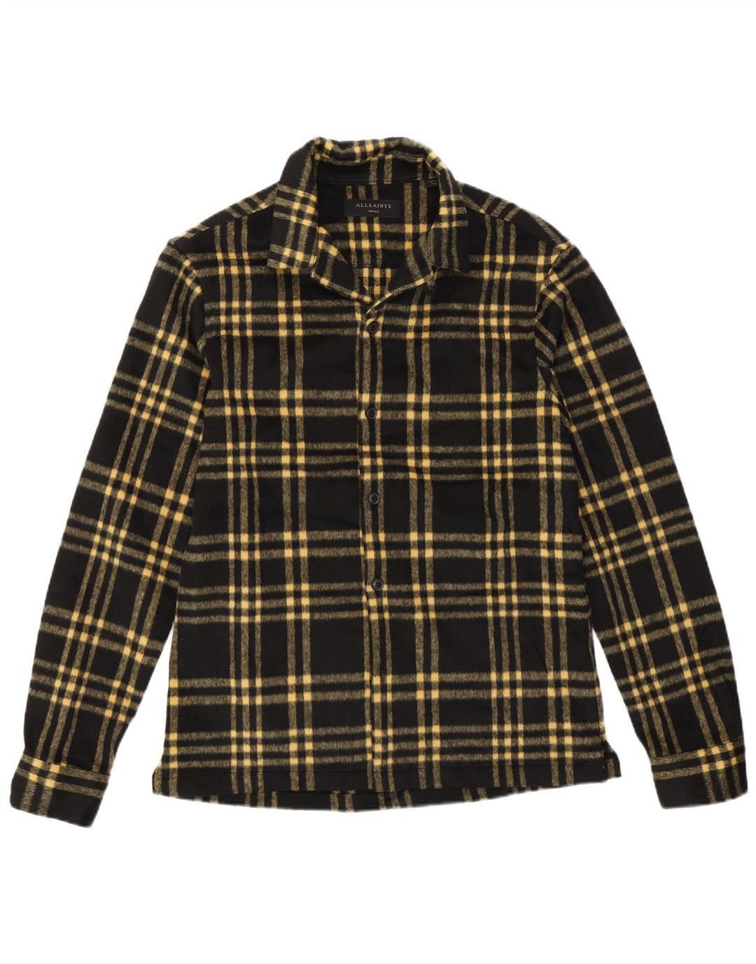 ALL SAINTS Herre flannelskjorte Lille sort ternet polyester klassisk