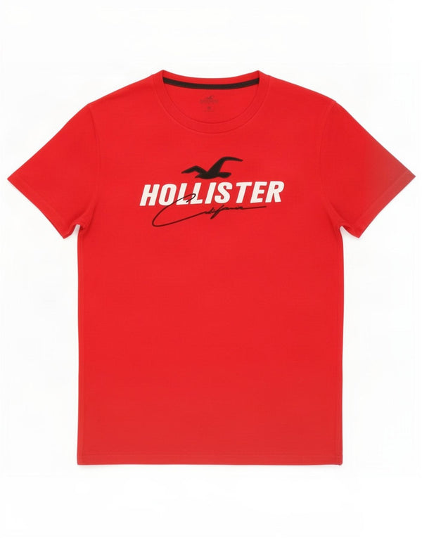 Hollister Herre grafisk T-shirt Top Medium Rød Bomuld