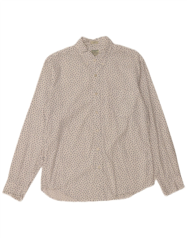 J. CREW Slim skjorte til mænd, stor hvid blomstret bomuld