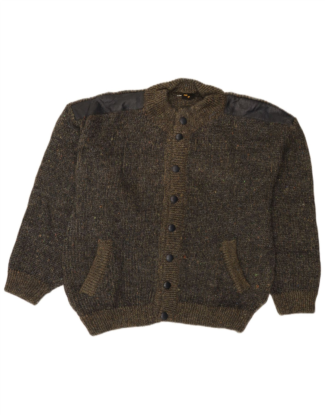 VINTAGE Herre Loose Fit Cardigan Sweater IT 50 Medium Khaki Flecked