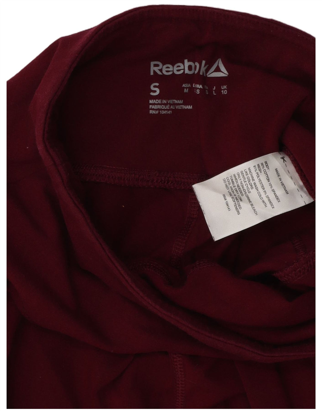 REEBOK Womens Crop Leggings UK 10 Small Bourgogne bomuld