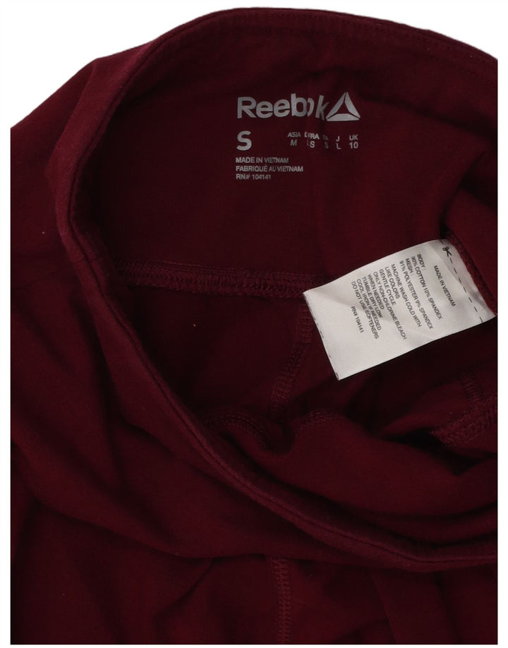 REEBOK Womens Crop Leggings UK 10 Small Bourgogne bomuld
