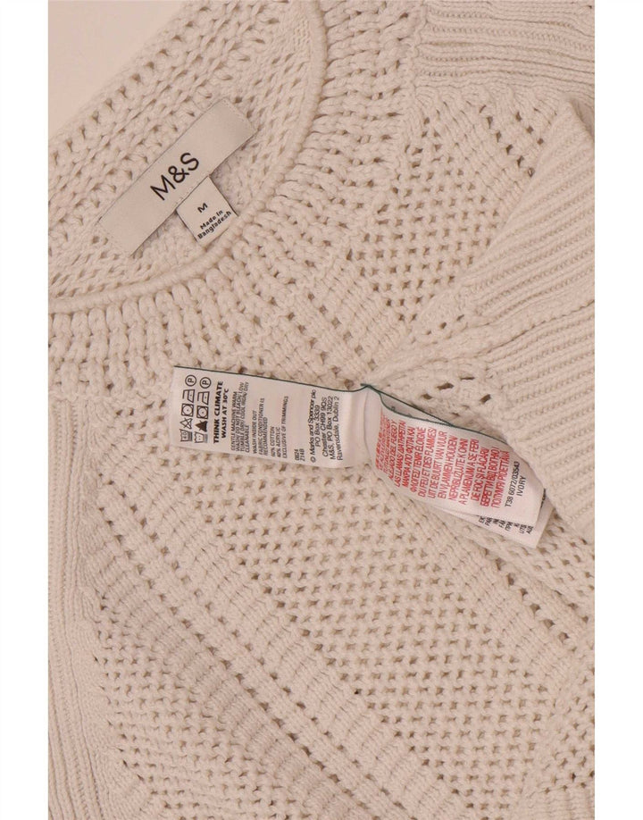 Marks & Spencer Dame Crop Crew Neck Jumper Sweater UK 14 Medium Off White