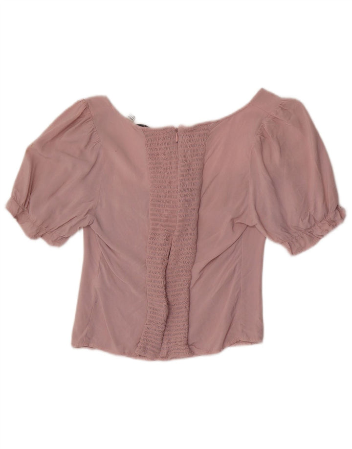 Jack Wills Dame Crop Bluse Top UK 12 Medium Pink Viscose