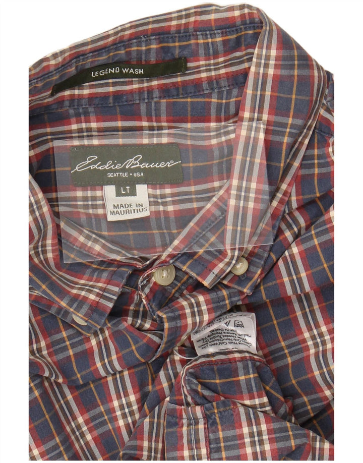 EDDIE BAUER Herreskjorte Stor marineblå ternet bomuld