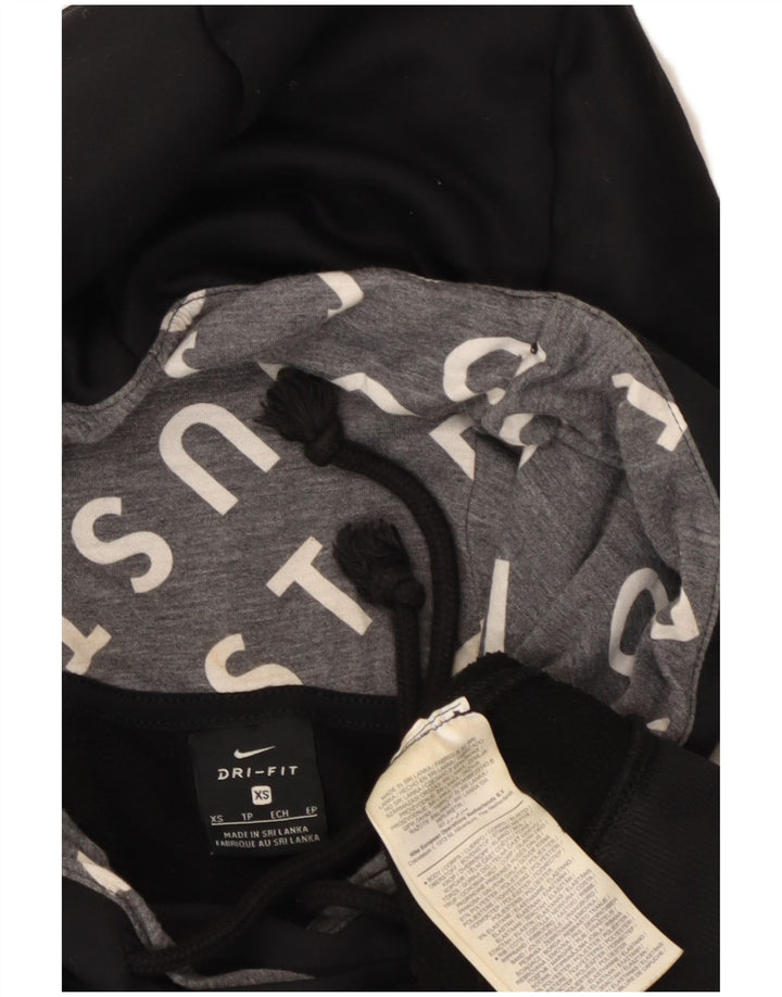 NIKE Womens Crop Oversized grafisk hættetrøjetrøje UK 6 XS Sort polyester