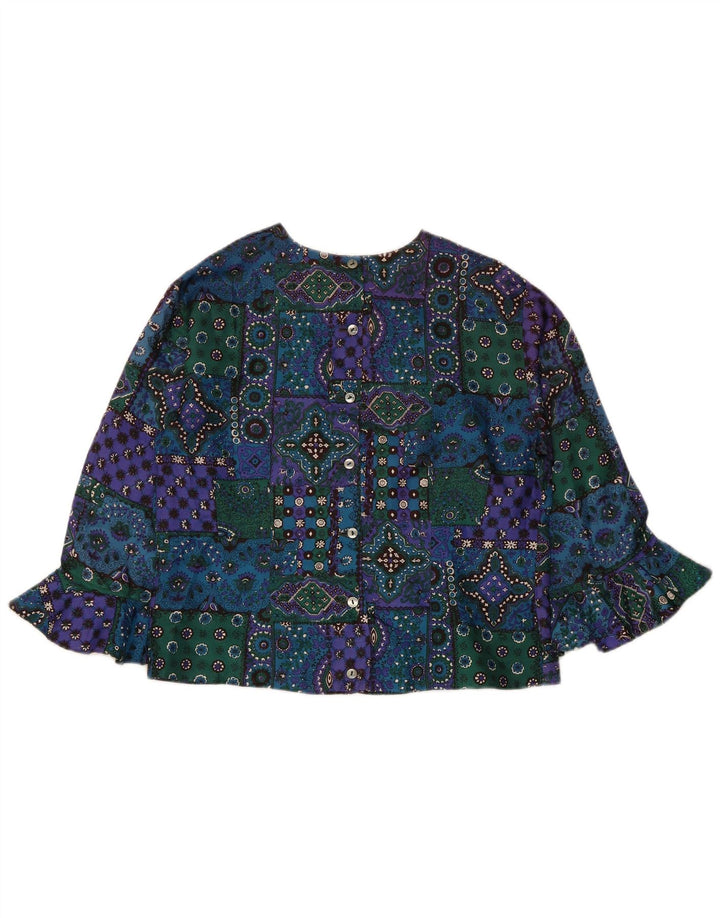 Vintage Womens Crop Shirt Bluse UK 12 Medium Multicolored Patchwork